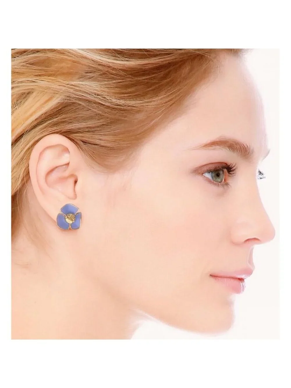 Tory Burch Fleur Flower Stud Earrings Purple OS